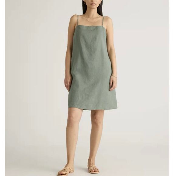 Quince 100% European Linen Spaghetti Strap Mini Dress Light Cargo Size Medium - Picture 1 of 11